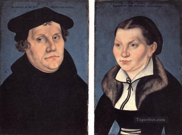  esposa Lienzo - Díptico Con Los Retratos De Lutero Y Su Esposa Renacentista Lucas Cranach El Viejo
